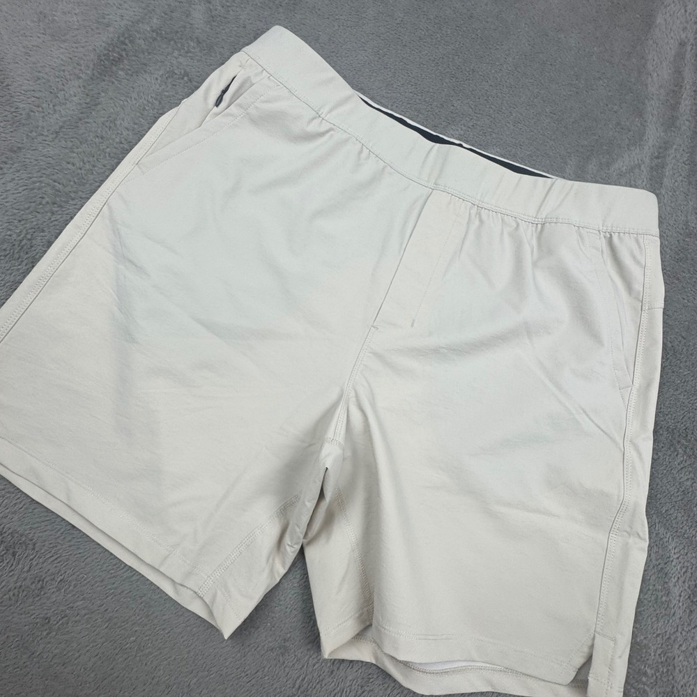 Public Rec All Day Every Day Shorts Mens 38 Stone Beige Excellent 7in Inseam Zip